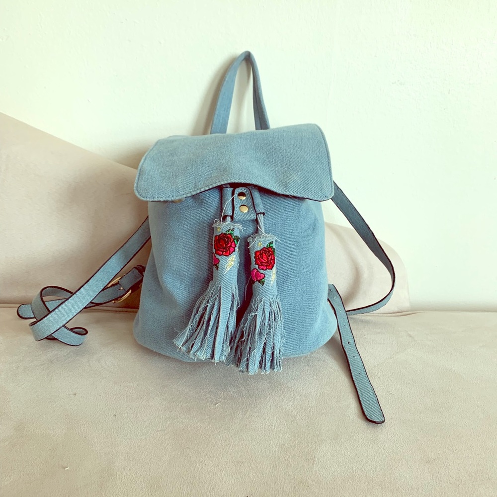 Topshop Denim bookbag purse